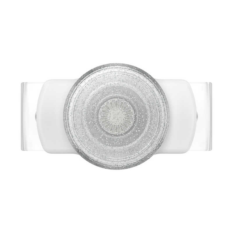 POPSOCKETS Slide Stretch Clear Glitter Silver White with SQUARE Edges (四角い角) 806134