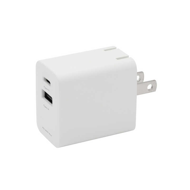 AC-USBアダプタ Type-A＆C PD20W ホワイト ［2ポート /USB Power Delivery対応］ GH-JD2PA-WH