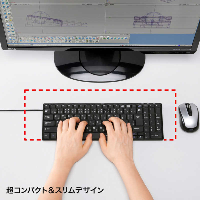 サンワサプライ　USBスリムキーボード（テンキー付）　SKB-SL17BKN (ブラック) - Image 3