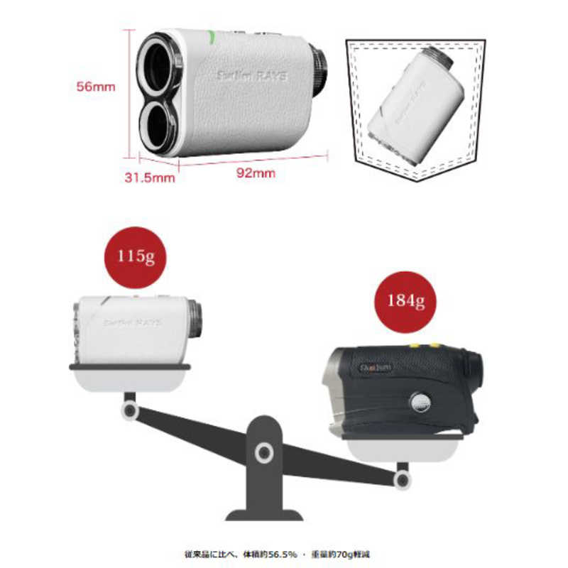 ショットナビ　ゴルフ用レーザー距離測定器　LaserSniperRAYSWhi 2