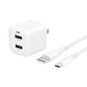 OWLTECH 最大17W USB Type-A 2ポート AC充電器 超タフUSB Type-A to USB Type-C 1.5m ケーブル セット ホワ...