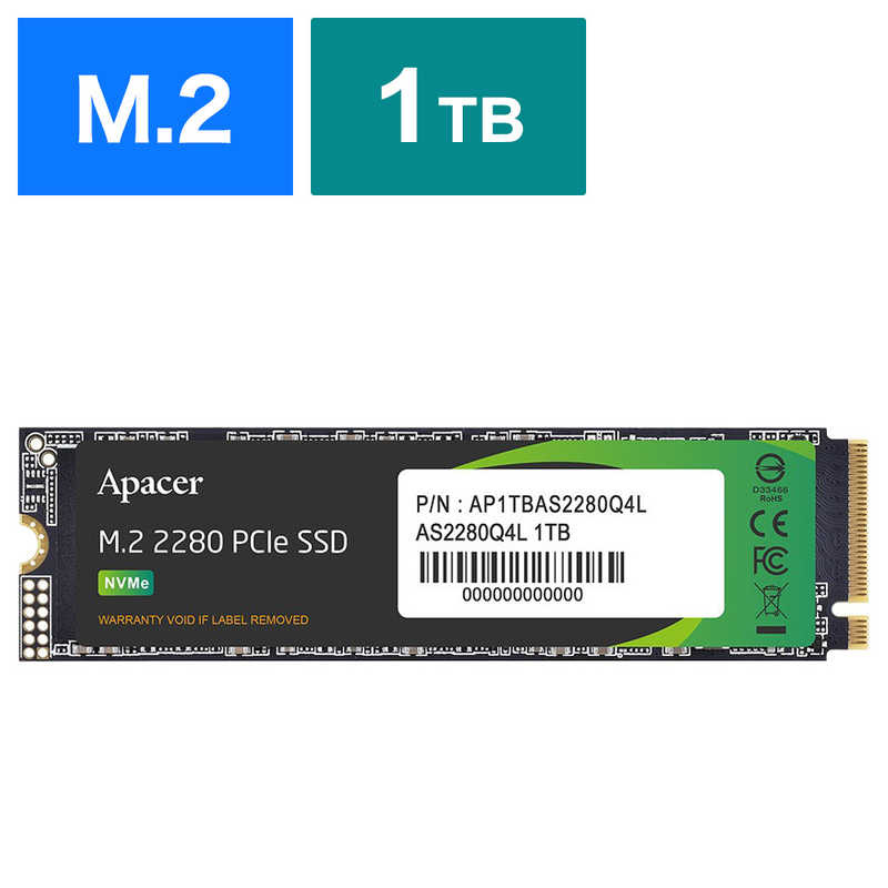 APACER¢SSD PCI-Express³ AS2280Q4L 1TB M.2 2280 1TB /M.2ϡ֥Х륯ʡסAP1TBAS2280Q4L-1