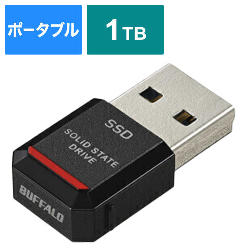 BUFFALOդSSD USB-A³ 1TB /ݡ֥뷿 ֥åSSD-PST1.0U3-BA