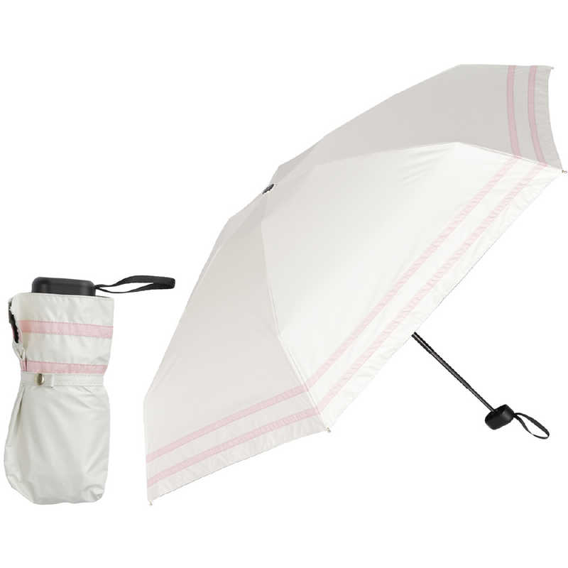 KIZAWA　コンパクト日傘 mini 5段式6本骨 2ライン ［晴雨兼用傘 /50cm］ オフ×ピンク　M502L-065PI-off-pink