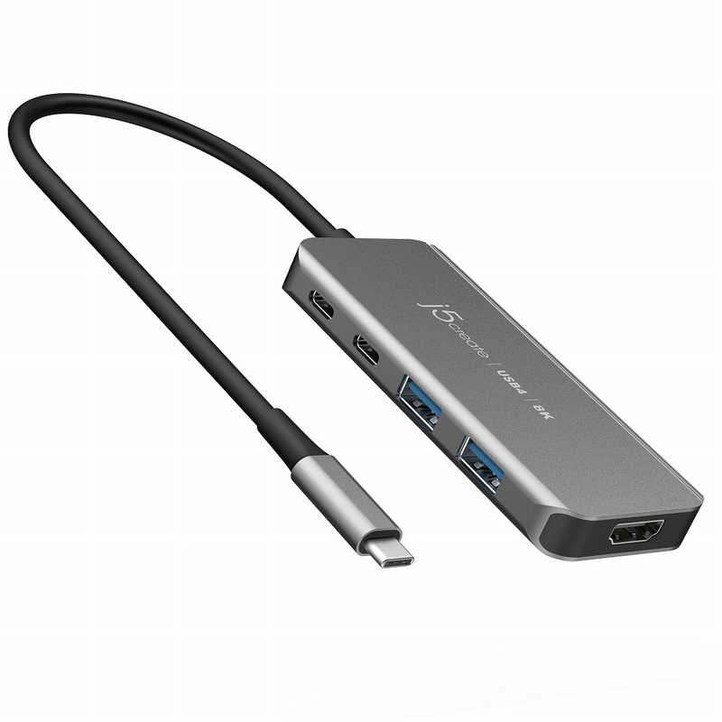 J5　USB4 8K HDMI 5-in-1 マルチハブ ［Type-Cオス /HDMI /USB Power Delivery対応］ スペースグレイ　JCH453