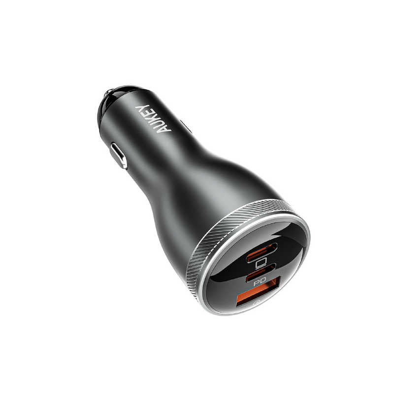 AUKEY (オーキー) カーチャージャー Rapide Mix 65W QC/PD対応 ［USB-A 1ポート/USB-C 2ポート］ ［3ポート /USB Power Delivery対応］ ダークグレイ CC-Y24-GY