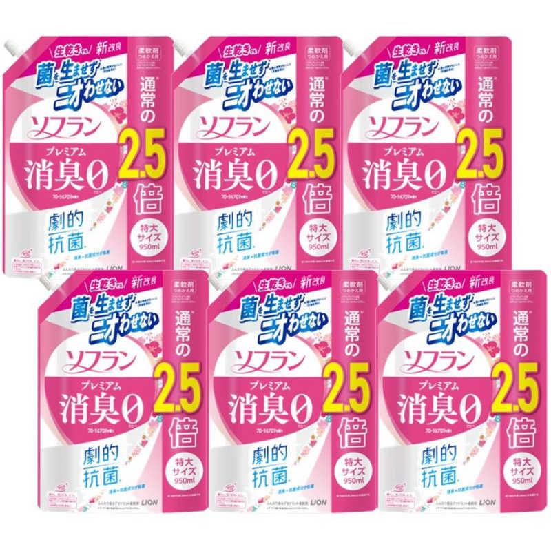 LION　(ケース販売) ソフランプレミアム消臭フローラルアロマ 詰替用 特大950mL×6