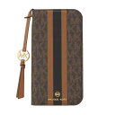マイケルコース Folio Case Stripe TasselCharm Magsafe iPhone 15 Pr MICHAEL KORS Brown MKSTTCBRWFLIP2361P