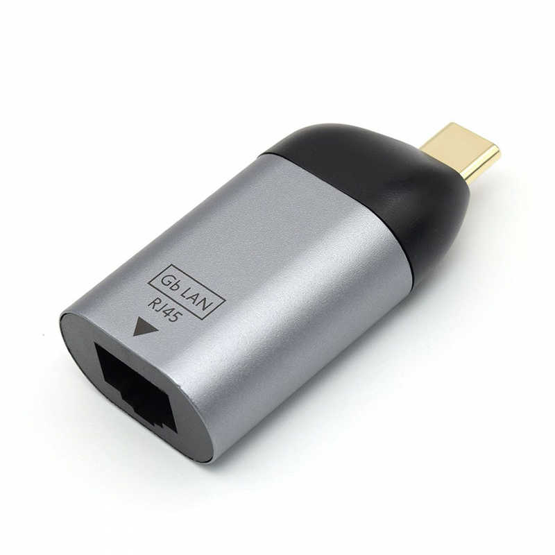 日本トラストテクノロジー　LAN変換アダプタ ［USB-C(オス)→ LANポート(メス)］ 1GbpsMbps対応 ［Type-Cオス］ メタリックグレー　JTTCMRJ45F