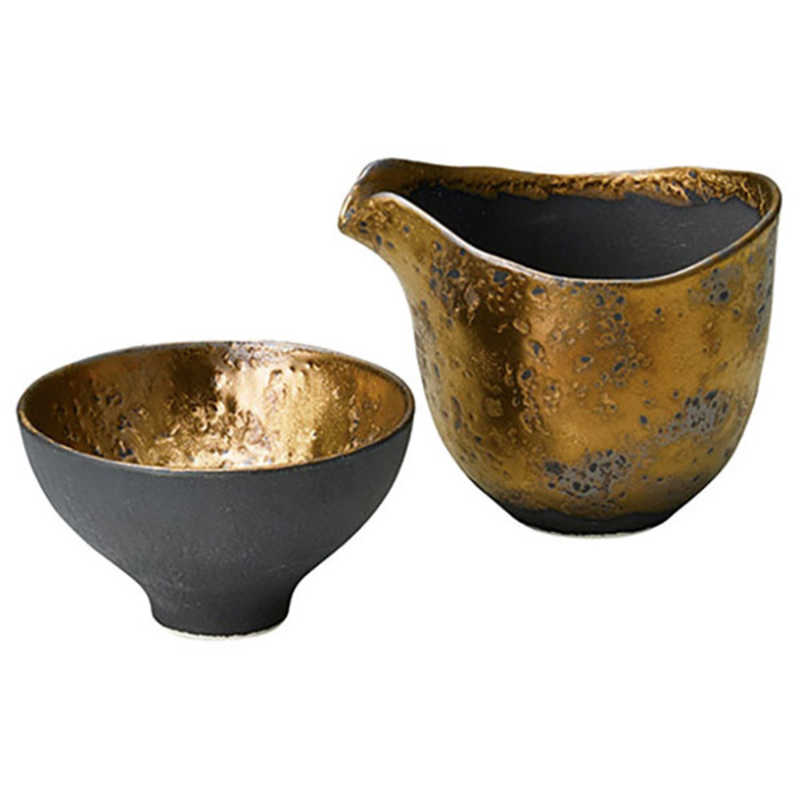 MMODE　益見窯 酒器 冷酒杯 (冷酒徳利＆高台盃)セット 金彩 ゴールド　06731