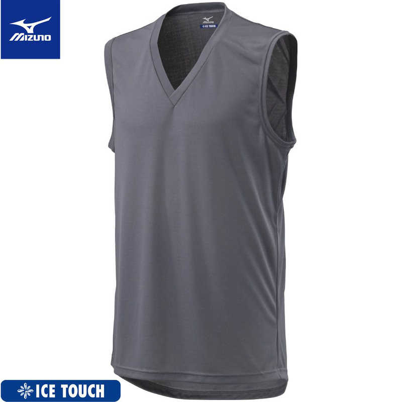 ミズノ　メンズ アイスタッチクイックドライアンダーVネックノースリーブシャツ (M サイズ/キャスチャコール) 【返品交換対象外】　C2JAA10407_23SS