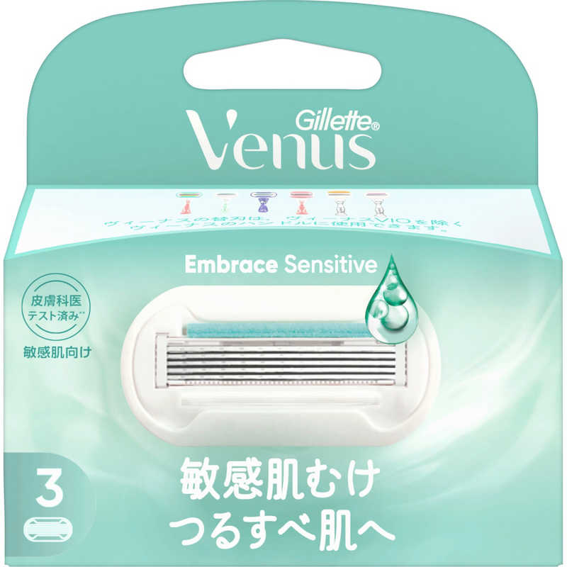 【商品解説】●5枚刃　替刃●うるおいグライドジェル： お肌を保護するグライドジェルでびっくりする剃り心地。アロエ配合*●なめらかシェービングスキンクッション： 剃っているときのひりつき感、軽減。クッションが肌への刃の圧を抑える。●ヴィーナスの替刃は、ヴィーナスVIOを除くヴィーナスのハンドルに使用できます。*潤滑成分バー内【スペック】●型式：VNビンカンハダ3B（VNビンカンハダ3B）●JANコード：4987176160287この商品は宅配便でお届けする商品です出荷可能日から最短日時でお届けします。※出荷完了次第メールをお送りします。配送サービス提供エリアを調べることができます「エリア検索」をクリックして、表示された画面にお届け先の郵便番号7桁を入力してください。ご購入可能エリア検索お買い上げ合計3,980円以上で送料無料となります。※3,980円未満の場合は、一律550円（税込）となります。●出荷可能日から最短日時でお届けします。（日時指定は出来ません。）　※お届け時に不在だった場合は、「ご不在連絡票」が投函されます。　「ご不在連絡票」に記載された宅配業者の連絡先へ、再配達のご依頼をお願いいたします。●お届けは玄関先までとなります。●宅配便でお届けする商品をご購入の場合、不用品リサイクル回収はお受けしておりません。●全て揃い次第の出荷となりますので、2種類以上、または2個以上でのご注文の場合、出荷が遅れる場合があります。詳細はこちら■商品のお届けについて商品の到着日については、出荷完了メール内のリンク（宅配業者お荷物お問い合わせサービス）にてご確認ください。詳しいお届け目安を確認する1度の注文で複数の配送先にお届けすることは出来ません。※注文時に「複数の送付先に送る」で2箇所以上への配送先を設定した場合、すべてキャンセルとさせていただきます。