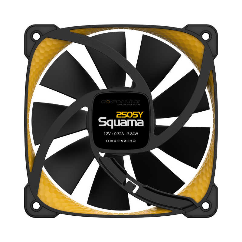 GEOMETRICFUTURE　ケースファン ［120mm /2000RPM］ Squama 2505Y ブラック/イエロー　GF-SQ-2505Y-1P