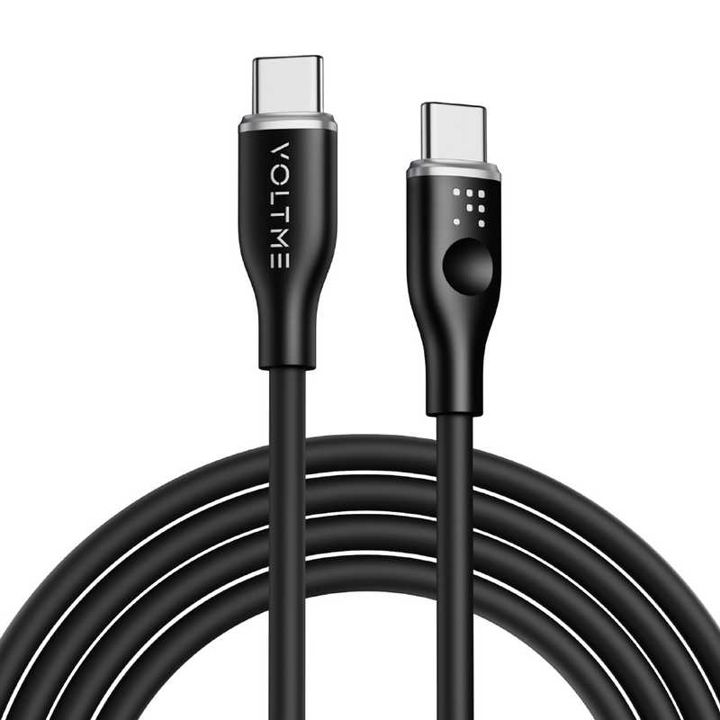 VOLTME　モスシリーズシリコン 充電ケーブル USB-C＆USB-C 60W 黒 1.8m　C2136