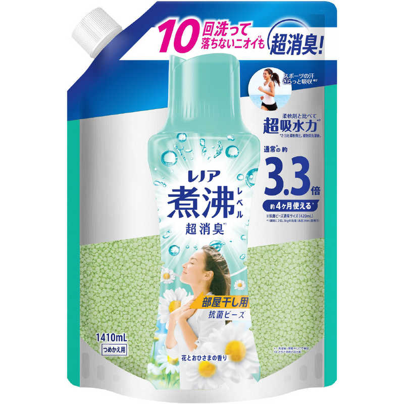P＆G　レノア 煮沸レベル 消臭抗菌ビーズ 部屋干し 花とおひさまの香り つめかえ用 超特大 (1410ml)のサムネイル