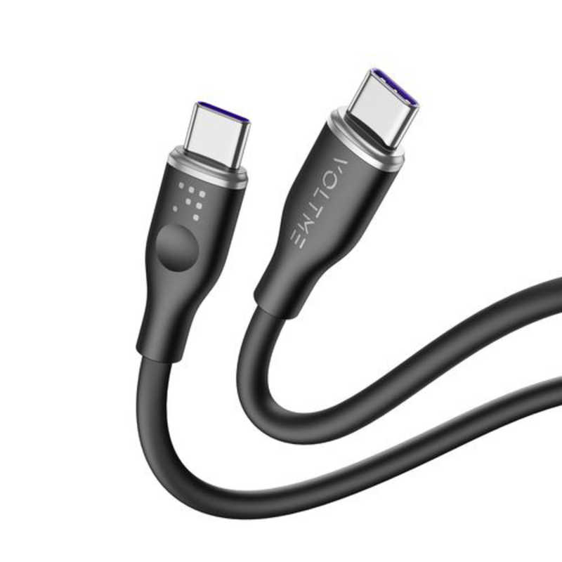 VOLTME　モスシリーズ(Eマーカー)シリコン 充電ケーブル USB-C＆USB-C 100W 黒 1m　C2141