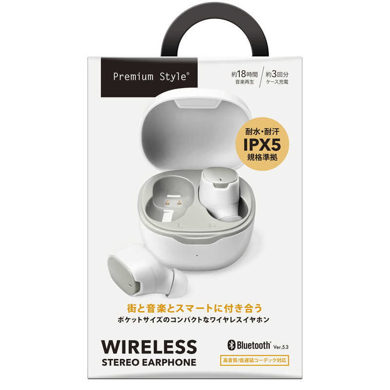 楽天コジマ楽天市場店PGA　完全ワイヤレス ステレオイヤホン カナルタイプ Premium Style [ ワイヤレス （ 左右分離 ） / Bluetooth 対応 ] ホワイト　PG-BTE17TW2WH