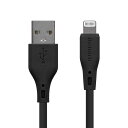OWLTECH USB Type-A to Lightning エコナミクスケーブル バイオマス素材使用 耐屈曲2万回以上 急速充電2.4A/データ転送 ブラック OWL-CBECOLA15-BK(2)