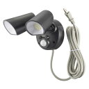 オーム電機 防犯センサーライト2灯コンセント式2000ルーメン LS-A200A2