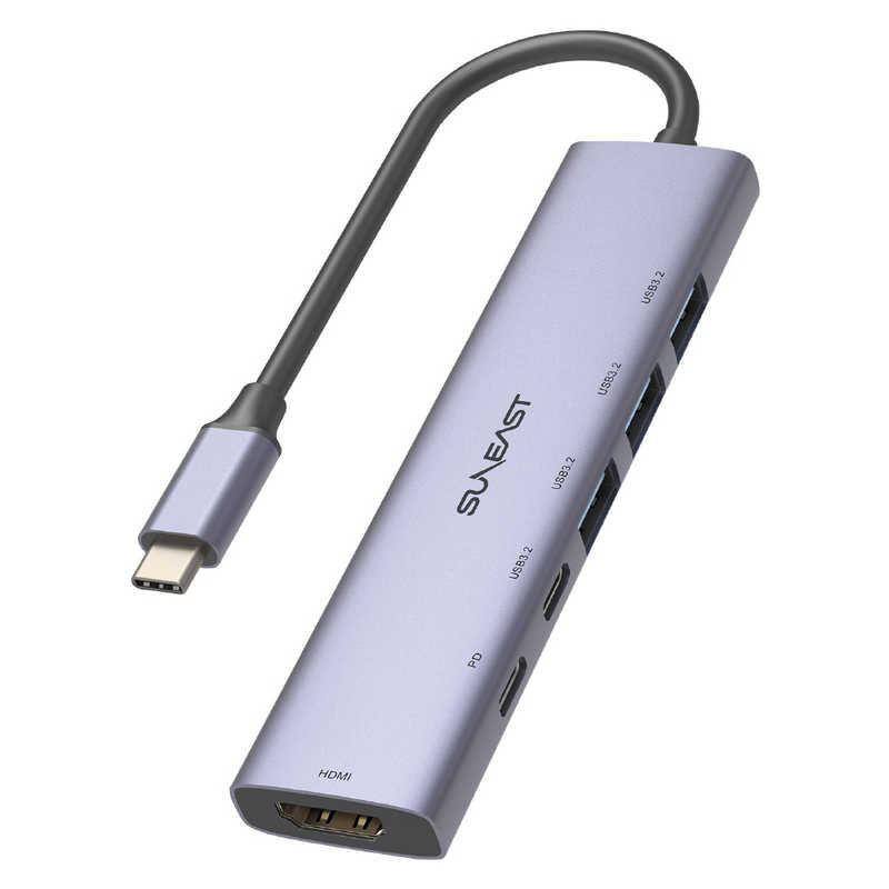 SUNEAST　USB PD対応 ドッキングステーション USBハブ [バスパワー /6ポート /USB 3.2 Gen1対応 /USB P..