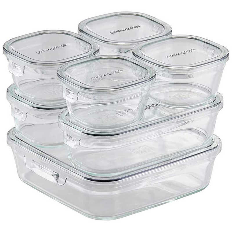 AGCテクノグラス　iwaki 耐熱ガラス 保存容器 システムセット パック＆レンジ クールグレー　PC-PRN7GY2