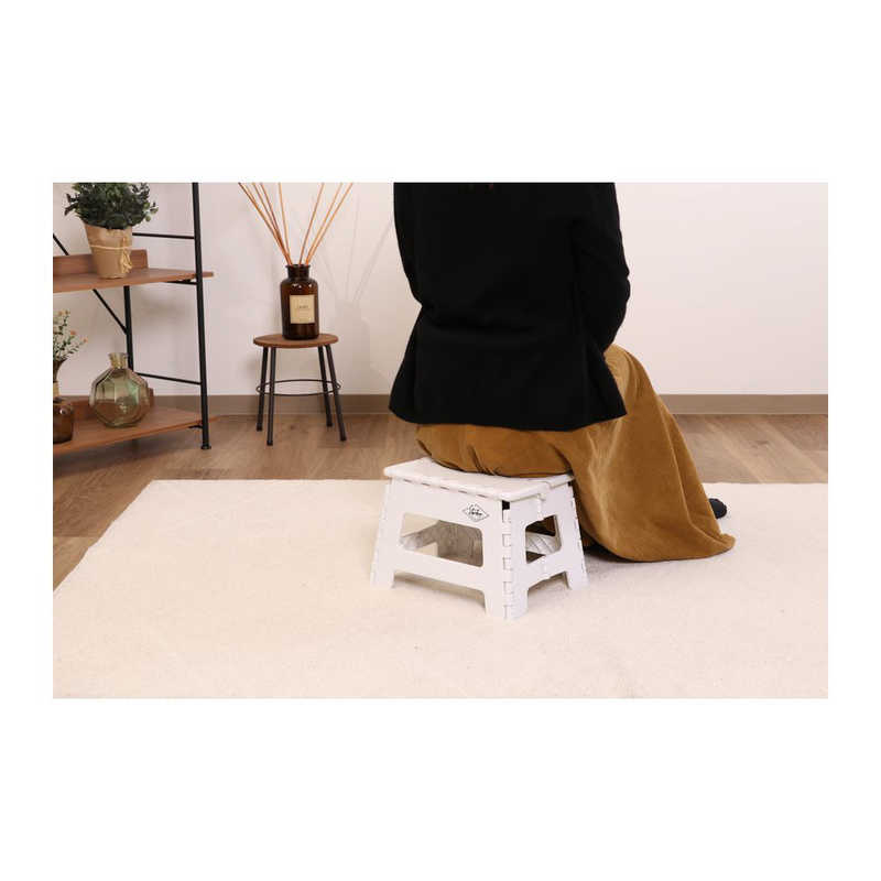 不二貿易 フォールディングステップスツール H22cm WH 1個箱 86872 [2]