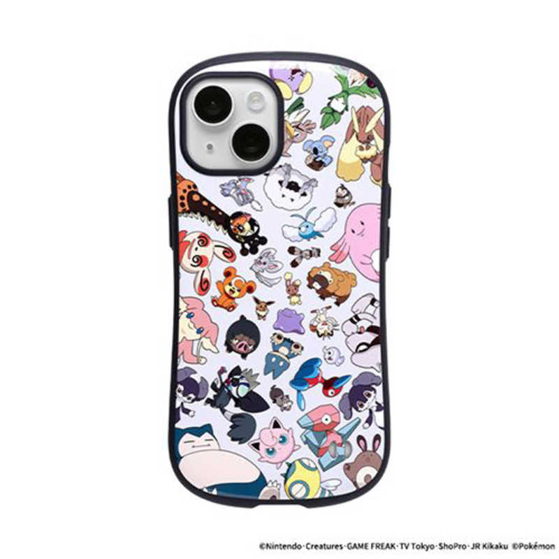 HAMEE iPhone 15専用 ポケットモンスター ポケモン iFace First Classケース iFace PK総柄 ライトグレー 41-964736