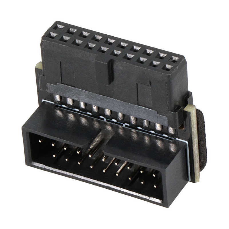 OWLTECH　19ピン USB3.0ピンヘッダー用L型コネクタ マザーボード用 切り欠き手前 ブラック　OWLUSB3L01