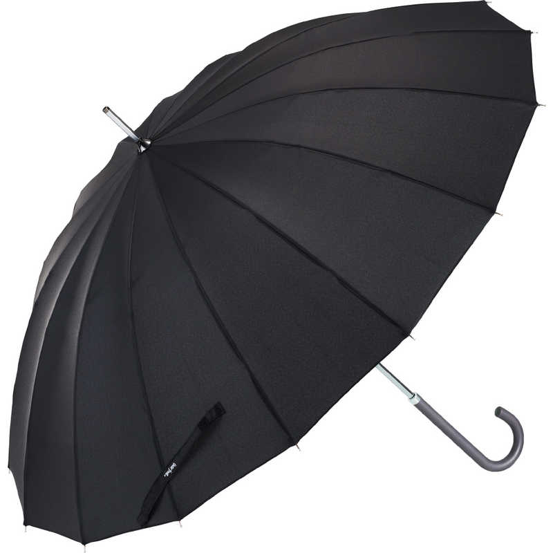 ウォーターフロント 長傘 16K 無地 ［雨傘 /55cm］ ブラック U155-0867BK1-B0