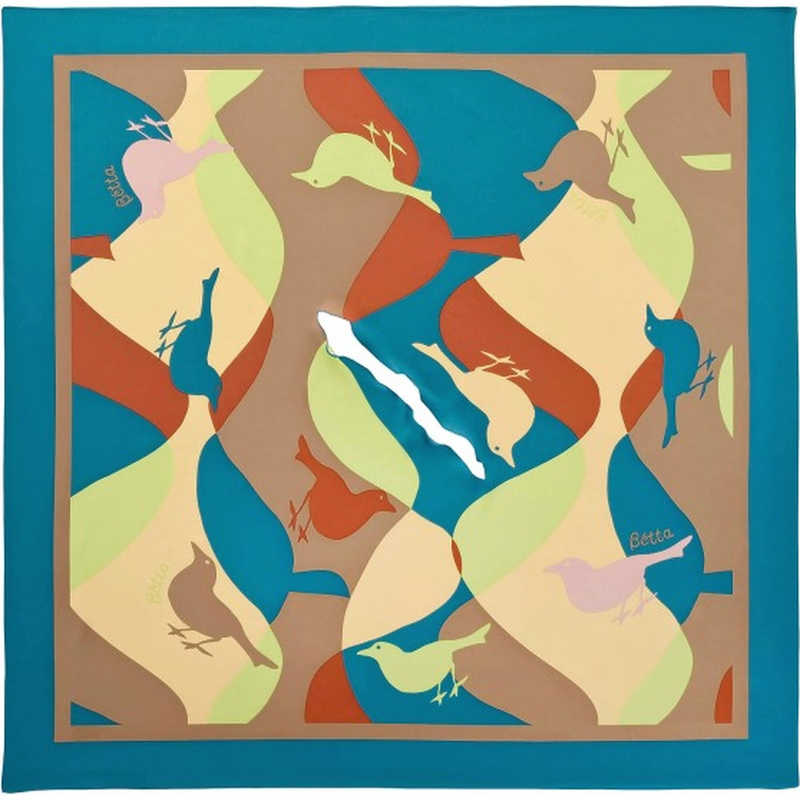 ズームティー　Betta 授乳スカーフ・モダンバード ブルー