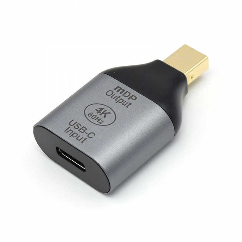 日本トラストテクノロジー　変換コネクタ USB-C(メス)→ miniDisplayポート(オス)［4K・60Hz対応］ メタリックグレー　JTTCFMDPM