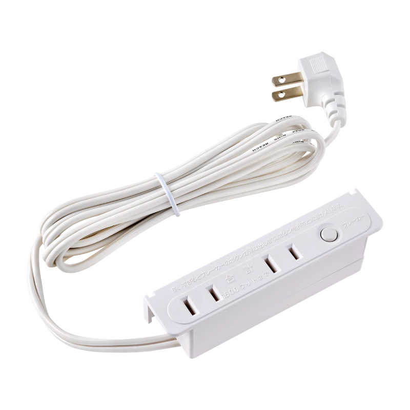 ELPA　家具用ブレーカー付コンセント2個口 L型プラグ　FO-22B-W