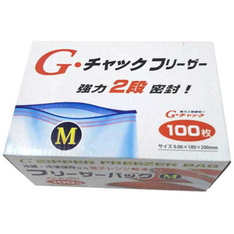 プラテック　フリーザーバッグ 2段チャックフリーザー 増量(M) 100枚 透明　FM-100