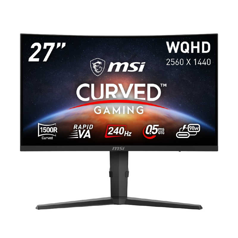 MSI　ゲーミングモニター ［27型 /WQHD＋(2560×1440) /ワイド /曲面型］ ブラック　MPG-275CQRXF