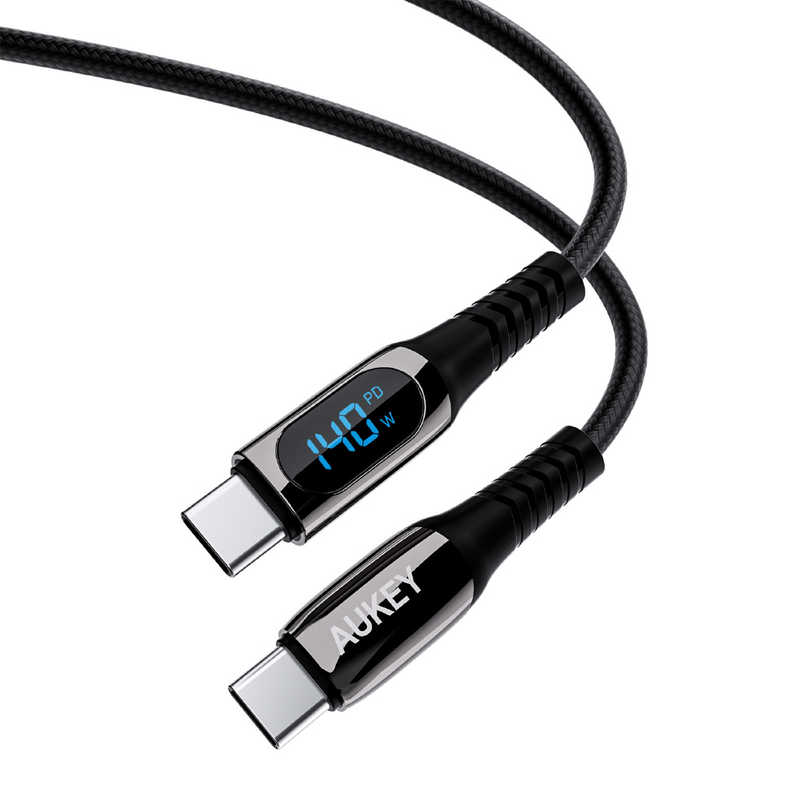 AUKEY　(オーキー)ケーブル Impulse Series 140W Digital Display ［Type-C to Type-C］ 2m ブラック Black　CBCC14LBK