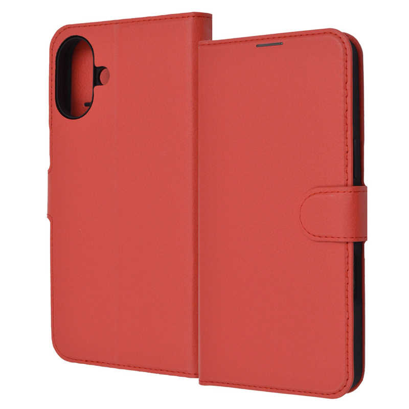 レイアウト　iPhone 16 Plus(6.7インチ) Like standard 耐衝撃 マグネットベルト シンプル 手帳型レザーケース/ レッド　RT-P48ELC1/R