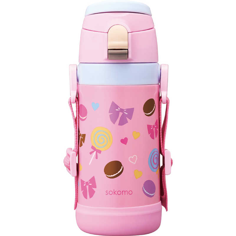ドウシシャ　sokomo そこまで洗える3WAYキッズボトル 450ml おかしとリボン　SAKB450PK