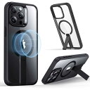 ESR iPhone 15 Pro Max(6.7インチ)スタンド付ハイブリッドケース Clear Black BoostFlickstandCase-Halo...