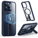 ESR iPhone 15 Pro Max(6.7インチ)スタンド付ハイブリッドケース Clear Dark Blue BoostFlickstandCase-...