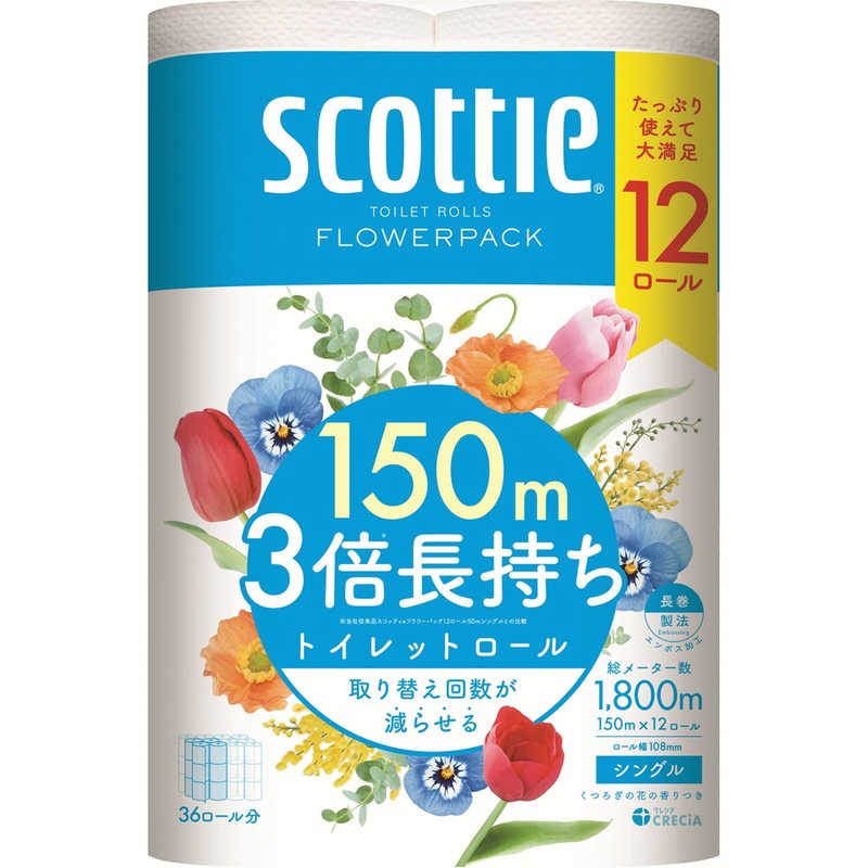 日本製紙クレシア スコッティフラワーパック3倍長持ち12RS