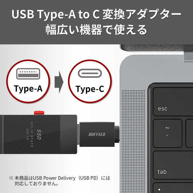 BUFFALO��USB�Ѵ������ץ��� Type-A to Type-C ��Type-A�᥹ /Type-C�����ϡ�BSUAC321ADBK