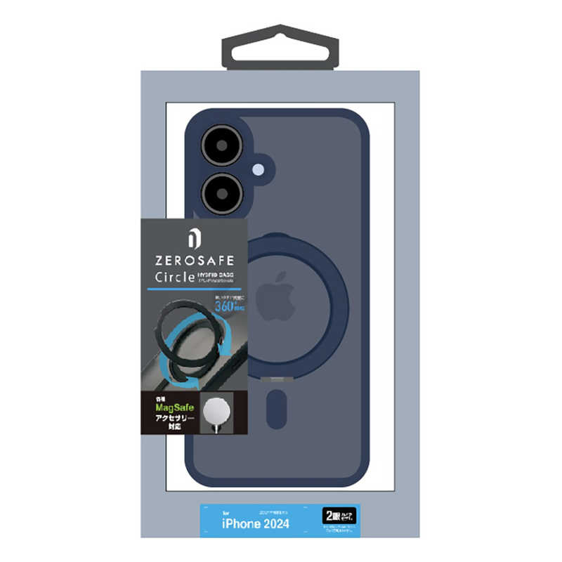 乐天商城 - ラスタバナナ　iPhone16 ZEROSAFE Circle Magsafe対応 360°回転スタンドケース フロストネイビー　8543IP461ZSFCNV