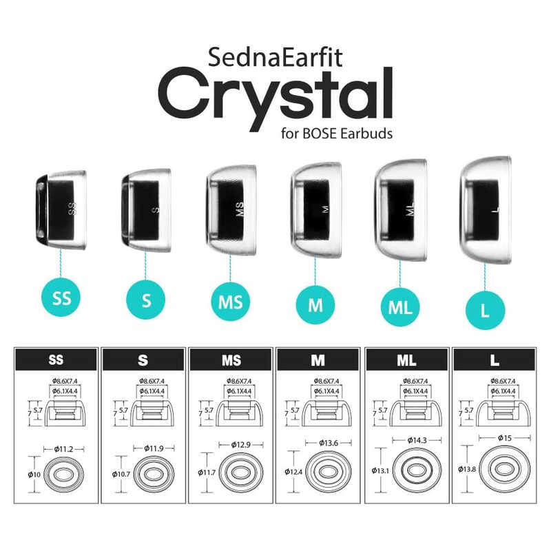 AZLA　SednaEarfit Crystal for BOSE Earbuds ［イヤーピース MSサイズ2ペア］　AZL-CRYSTAL-BOSE-MS