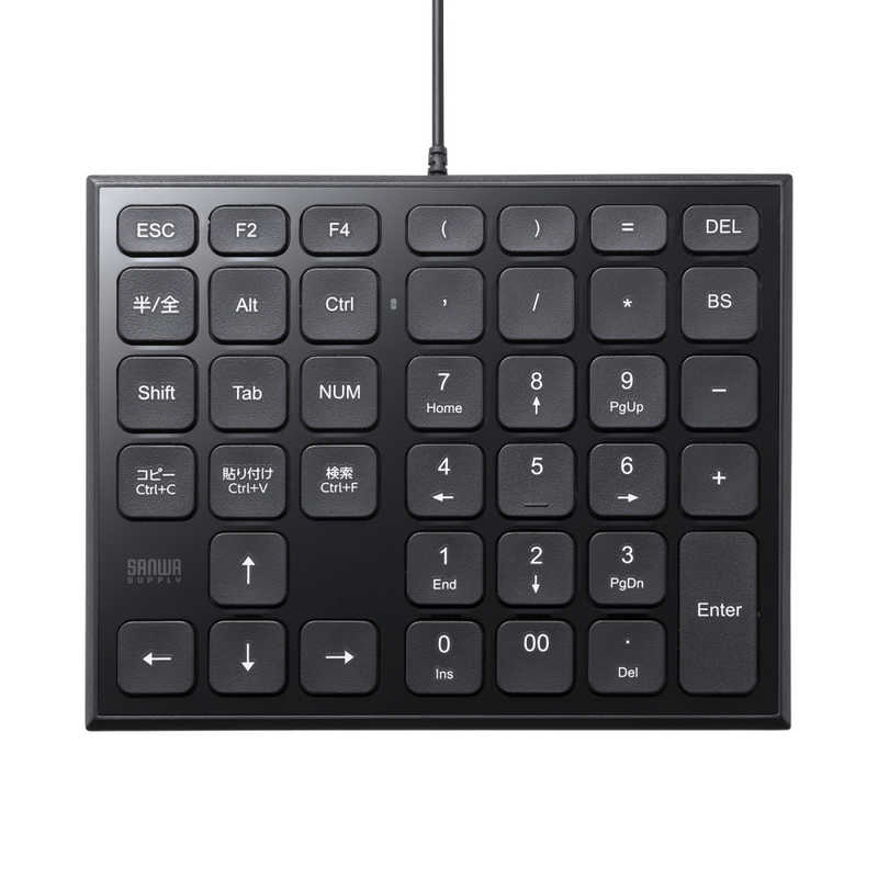 サンワサプライ　表計算テンキー (Windows11対応) ［有線 /USB］　NT-27UBK