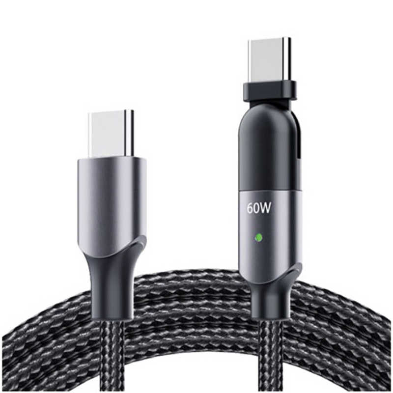 セイワ PD60W 180°回転プラグ Type-C to Cケーブル 1.1m D623