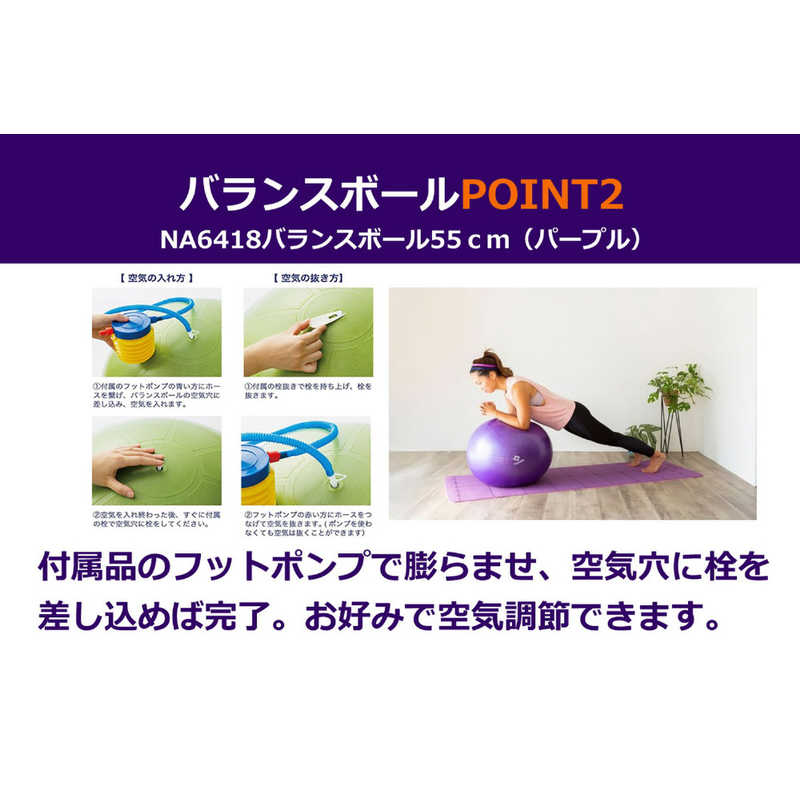 ナニワ　バランスボール55cm(約直径55cm/パープル) パープル　NA6418