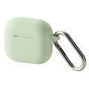 エレコム ELECOM AirPods 4 ケース 用 シリコン カバー ワイヤレス/ MagSafe カラビナ付 グリーン AVA-AP06SCGN