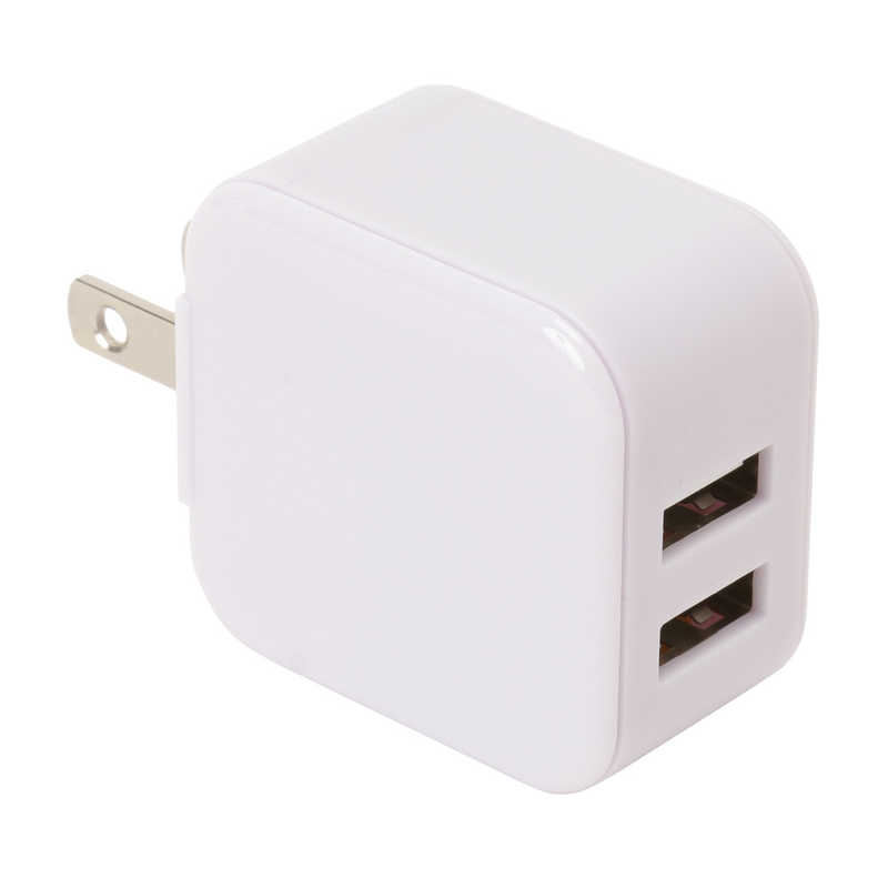 クオリティトラストジャパン　2.4A出力USB2ポート スリムタイプACアダプタ パープル　QU-029PU