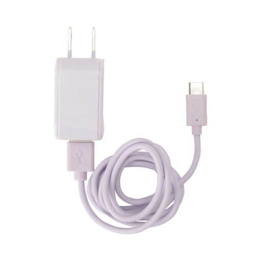 クオリティトラストジャパン 2.4A USB2ポートスリムACアダプタ USBType-Cケーブル付 パープル QTC-024PU クオリティトラストジャパン 2.4A USB2ポートスリムACアダプタ USBType-Cケーブル付 パープル QTC-024PU