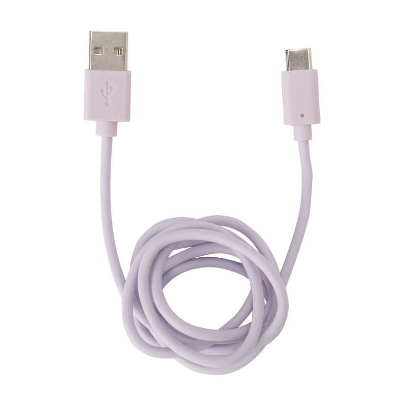 クオリティトラストジャパン　2.4A USB2ポートスリムACアダプタ USBType-Cケーブル付 パープル　QTC-024PU